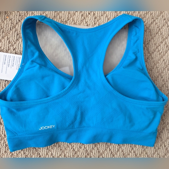 Jockey Seamfree Sports Bra XL Blue Microfiber Stretch Removable Pads NWT - Picture 4 of 7